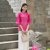 Set đi lễ hồng sen- hoa thêu áo