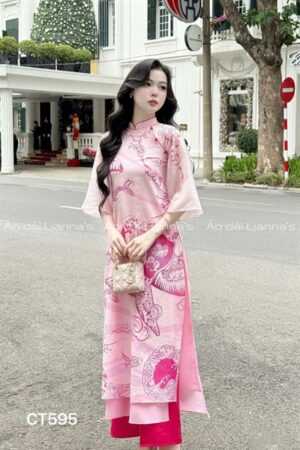 Áo dài cách tan Hồng họa tiết cá chép kiotviet 2337fa3a968e0a20390bfb6b3e92391e