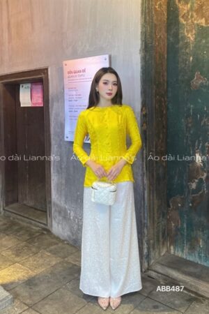 Áo bà ba hà đông vàng