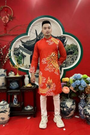 Áo dài nam đỏ rồng _gấm z kiotviet 25f2c3eca00608f9697db8ba0d70232b