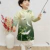 Áo dài bé trai/be gái hạc trúc xanh lá _ gấm kiotviet 26af39759a588330d0c8cf21eaeadfa2