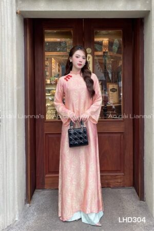 Áo dài lụa hà đông chữ thọ màu peach quan gấm xanh nhạt kiotviet 30dd0c60529a70ed2e6e5c33b2af924a