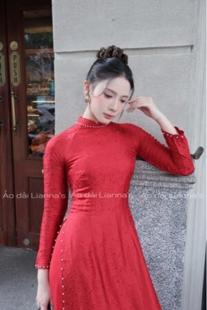 Áo dài lụa hà đông đỏ truyền thống kiotviet 3ccefa17c58b72e1c9d11bf895f8cb0c