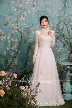 Áo dài cưới trắng