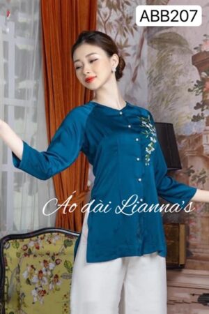 Áo bà ba xanh cổ vịt