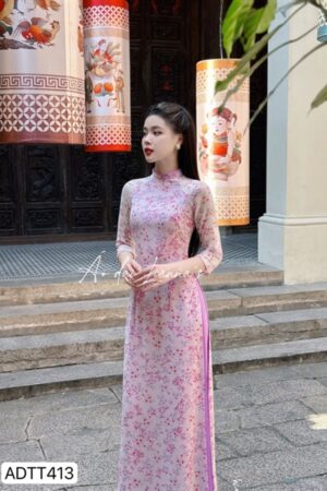 Áo dài TT hoa lá cành màu tím kiotviet 46956a52d2092ce68ae49862ec3ac5fb