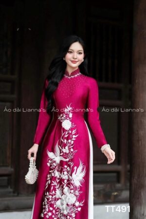 Áo dài thiết kế cao cap valentino Hồng Cẩm kiotviet 5797b7b4e1806c3dba79c127041ef228