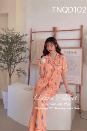 Cam lông vũ tay ngấn quần dài