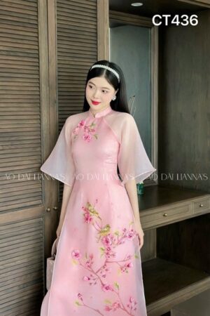 Áo dài CT tơ hồng đính kết cành đào kiotviet 5abe065d9bb30b1782897c4bba92d5ca