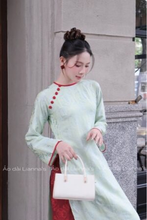 Áo dài tơ tằm lua Hà đông tong cốm