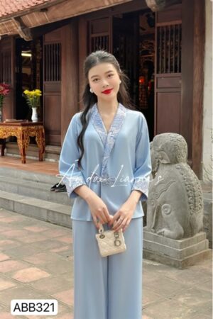 Set đi lễ cổ chéo phối gấm xanh dương nhạt kiotviet 5e0d307372d22336e2decfeda6f90698