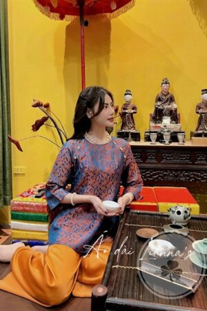 ABB cao cấp cổ tròn lá tím hồng