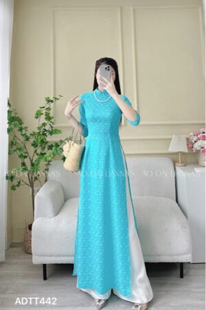Áo dài truyền thống xanh dương hoạ tiết chuồng chuồng kiotviet 5f26b2d051bc70c514596b99bb4ceb75