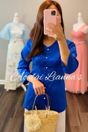 Áo bà ba xanh blue (gẤm tơ)