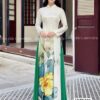Áo dài truyền thống trắng hoa 3D quan váy xanh lá kiotviet 64087b4e733d9ebb8306b79266ec36da