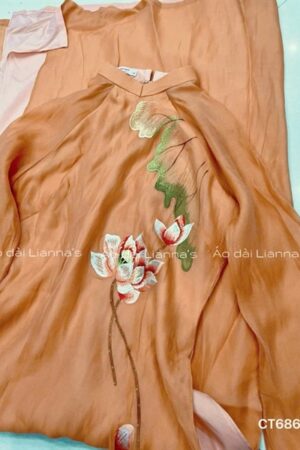 Áo dài cách Tân thêu sen cam đất kiotviet 6913ff25063f1bab909797028a9250ce