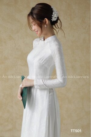 Áo dài trắng truyền thống chữ thọ kết khuy kiotviet 6c73b506b25f9327d1ff11ec5b15b527