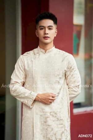 Áo dài nam màu be (champagne)