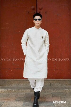 áo dài nam gấm hoa trang