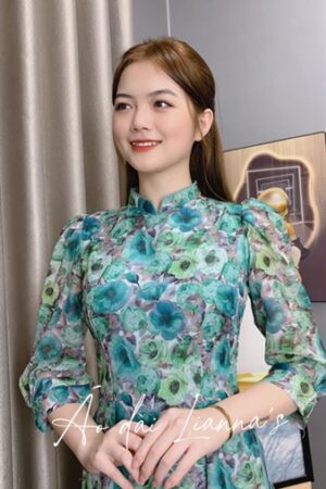 Áo dài TT hoa nhí xanh green tơ 4 tà kiotviet 8194d70d4d8aeaf62e0b0bb351bda664