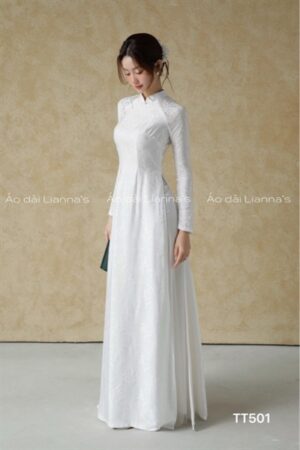 Áo dài trắng truyền thống chữ thọ kết khuy kiotviet 82390a641112ff95c93953f05215121b