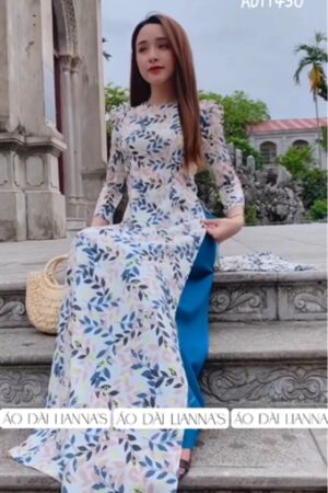 Áo dài hoa lá xanh phối quần váy kiotviet 86c534abe43e9ae6be8e91e77bbeb926