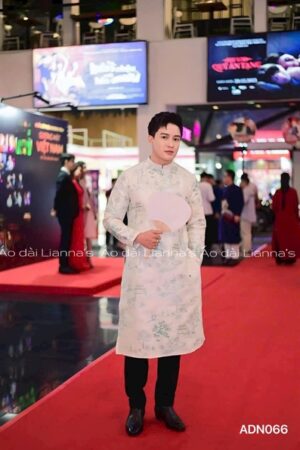 Áo dài nam trắng thêu phong cảnh