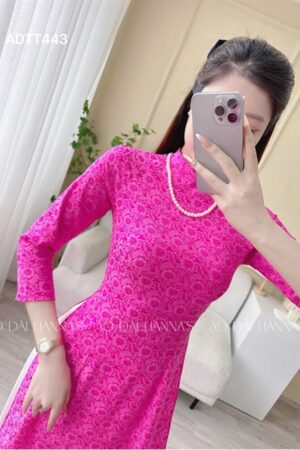 Áo dài truyền thống Hồng Sen hoa cúc kiotviet 8ca4585c961529fdf71e08f3beea7695