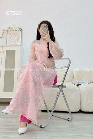 Áo dài cách tan hồng thêu phong canhe quan Hồng sen kiotviet 8eb690089cd3daef6b808af4702cab27