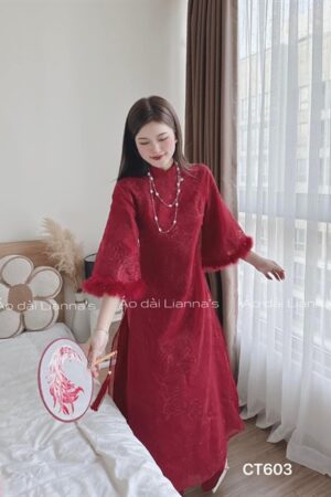 Áo dài CT đỏ đô tay long vũ kiotviet 8ff3c70833b043de668dd91a7b1554a8