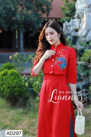 Set ao dai khoác maug đỏ
