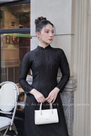 Áo dài tơ tằm hà đông hoa cúc đen kiotviet 97c744d47249198f59ab973078f15df7