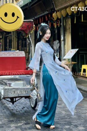 AD tơ xanh dương theu hoa kết nơ - form suông kiotviet 97e2321e560309690e6417eda5ea4aeb