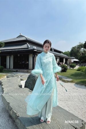 Áo dài linn xanh tay long vũ