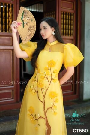 Áo dài cách tan vàng Tết tay phồng kiotviet 9bed0b3e2db399a435d0e71f2ab1114e