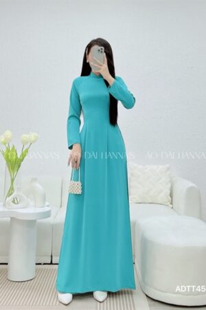 Áo dài lụa thái Tuấn xanh