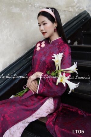 Áo dài lụa tằm hoa đào tím Cẩm kiotviet 9ecafa6f52d86157cf5493ee39a3d175