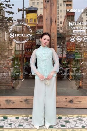 Áo bà ba xanh mint đình kết khuy gài kiotviet a04ea676b646798309d2fac8ed1882ef