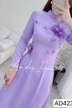 Áo dài truyền thống kết hoa noi màu tím kiotviet a27054658a9f996a20c28935664f6703