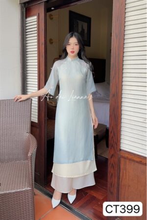 Áo dài form suông tơ xanh kiotviet a2c9060a2749fedd29ee43d2747b47aa