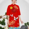 Áo dài nữ đỏ tết _ gấm cặp_nữ kiotviet a3a782630a5954f9e2fddd98eb255dca