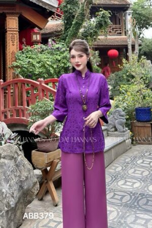 Set bà bà tơ tằm hoa cúc tím