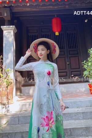 Áo dài truyen thống hoa sen phoi quan váy xanh lá kiotviet a63c1670f3199a1b0ace5f7e1465cd6e