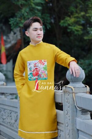 ADGD bố vàng in hoạ tiết lân