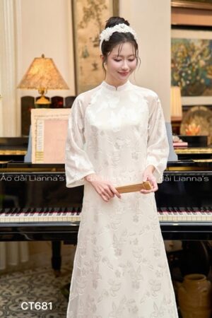 áo dài cách Tân tơ bướm trắng kiotviet a94a268f7b0ba49d439ddc5f213a5929