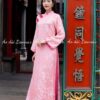 Áo dài lụa tằm hoa đào Hồng
