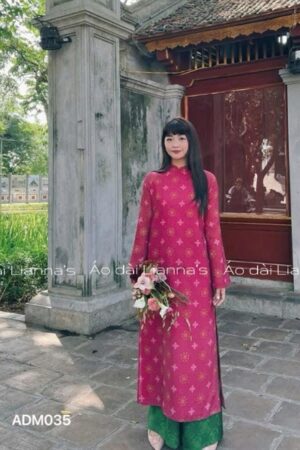 Áo dạ mẹ Hồng sen đậm họa tiết