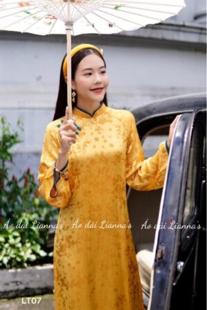 Áo dài lua tằm hoa đào vàng kiotviet b0b5a8f0b902e128902d16a71fea1054