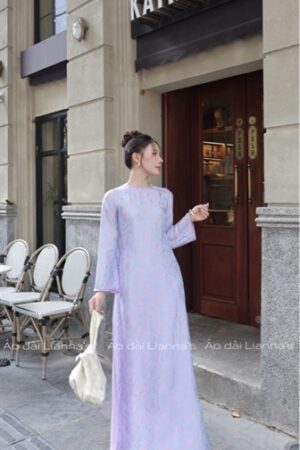 Áo dài tơ tằm lua hà đông tong tím kiotviet b78f0b146a10af1006ab01cf671822c0