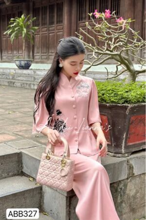 Set đi lễ hồng theu hoa nút bọc vải kiotviet b7d55a0f360efb7c7109df9397e73ffc